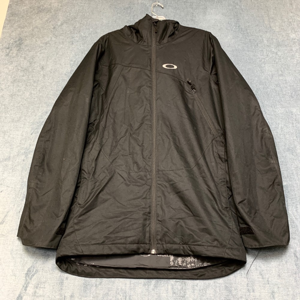 Oakley Parka Jacket Mens Medium Black Hooded Logo Utility Outdoor Full Zip